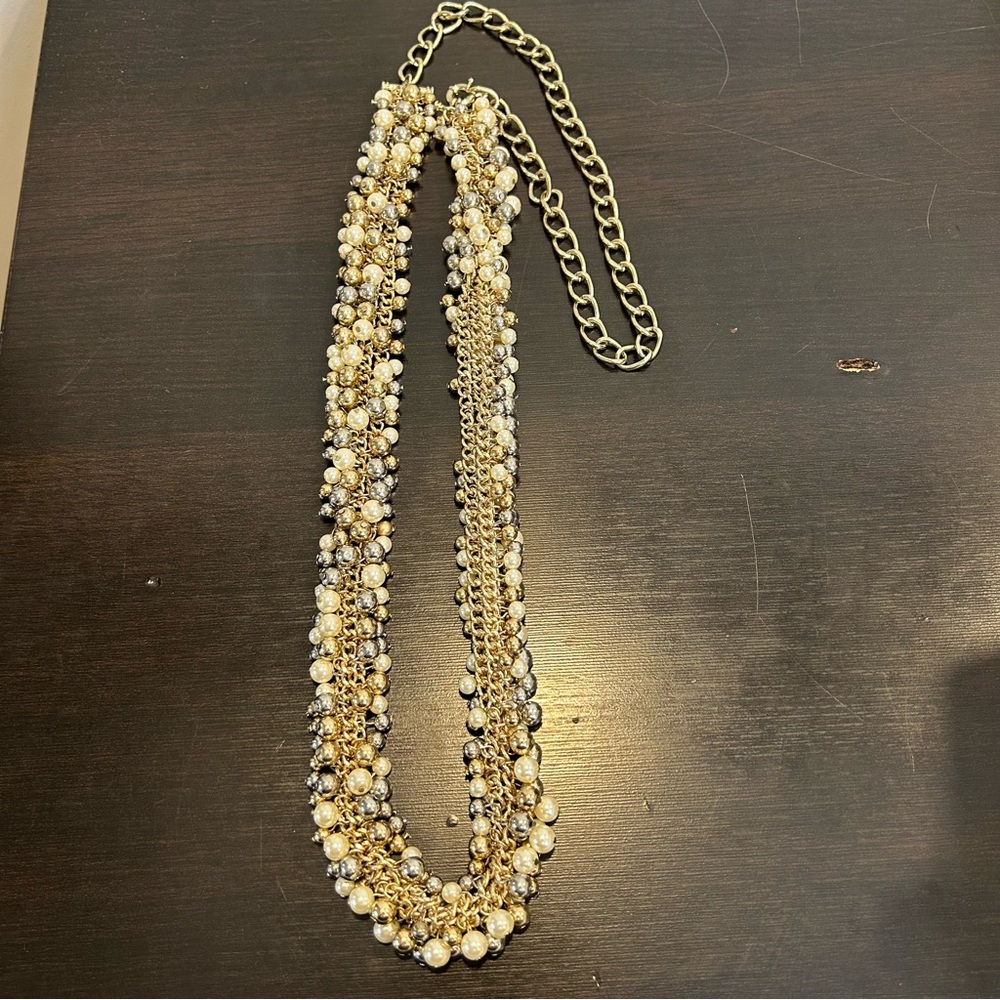 Zara Multi Pearl Chain Belt Gold